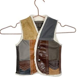 Kids Retro Southwest Leather Patchwork Vest
